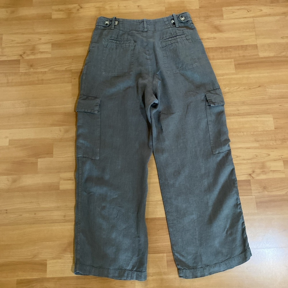 Lou & Grey 100% Linen Womens Pants Green Comfort Wide Leg Resort Beach 12- M/L - Picture 7 of 11